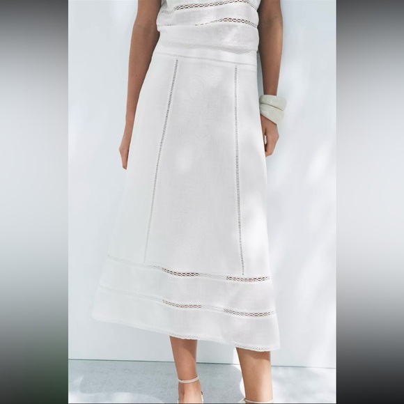 Zara Dresses & Skirts - New ZARA ZW Collection Embroidered Midi Skirt
